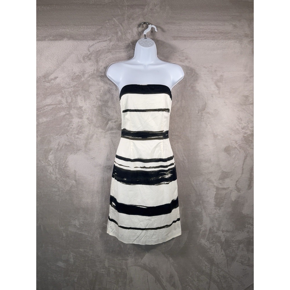 PAPER HEART Dress Womens‎ Size XS White Black Strapless A Line Stripe Resort